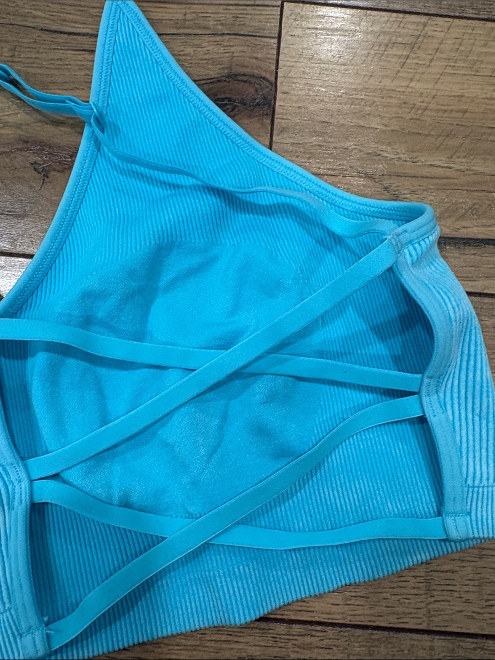 aerie Ribbed V-Neck Bralette in Bright Turquoise - Picture 6 of 6